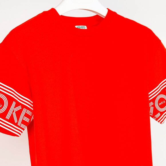 KENZO Red Cotton Cuff Print Tee - Picture 4 of 11